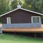 The completed stained decking.